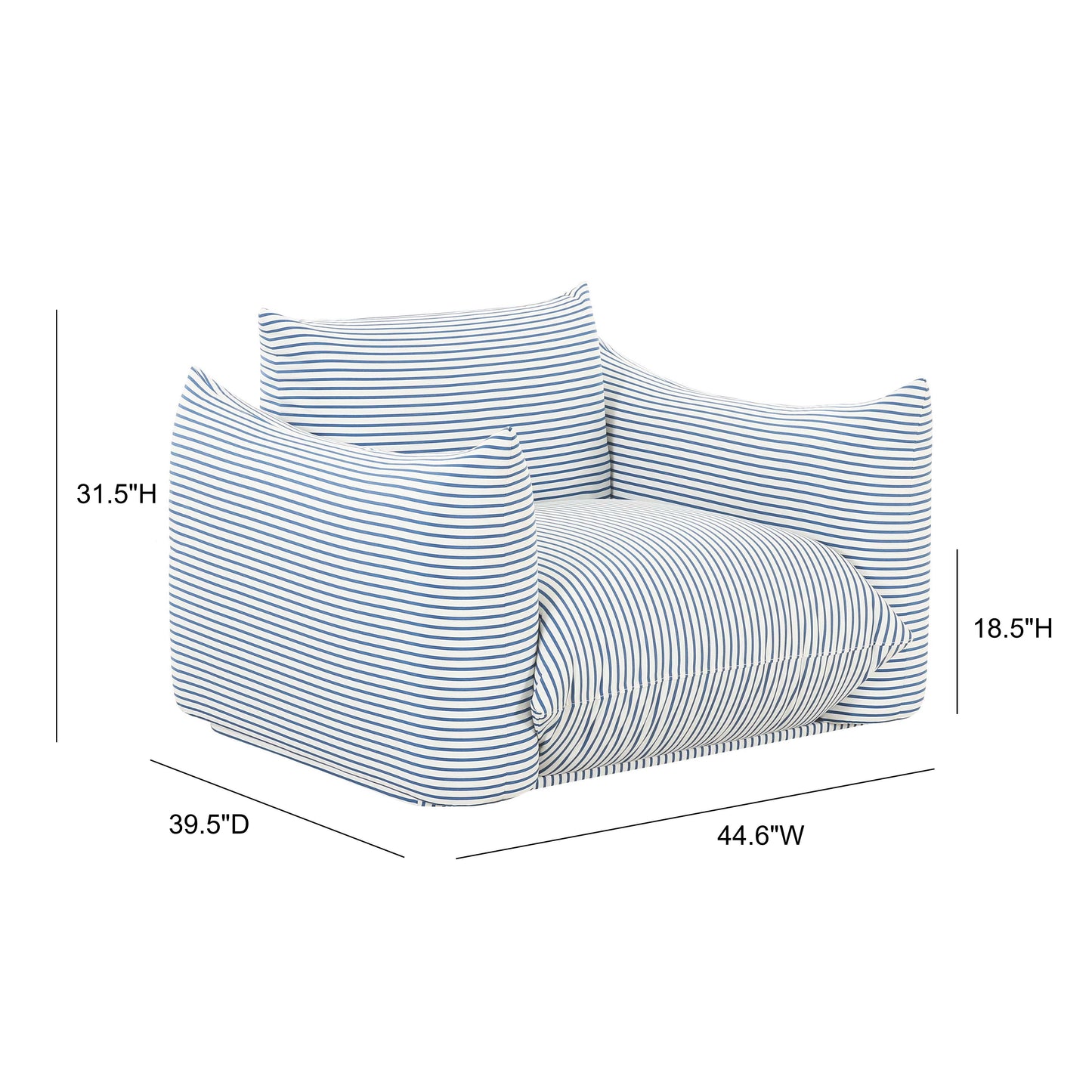 Saint Tropez Stuffed Indoor/Outdoor Armchair - Blue - Image 6