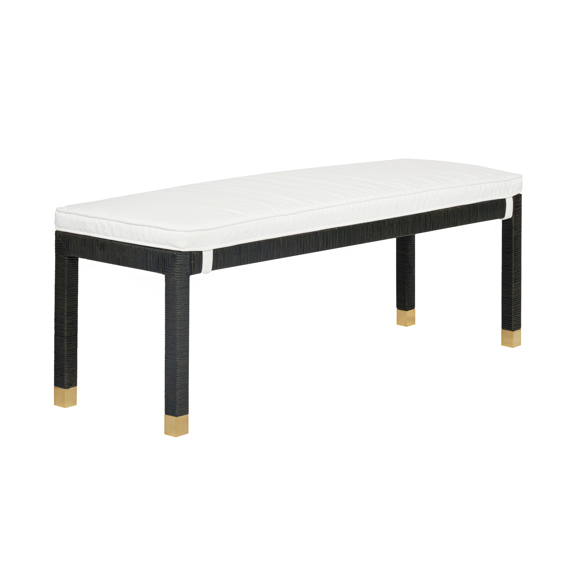 Amara 50" Rattan Bench - Cream / Charcoal - Image 1
