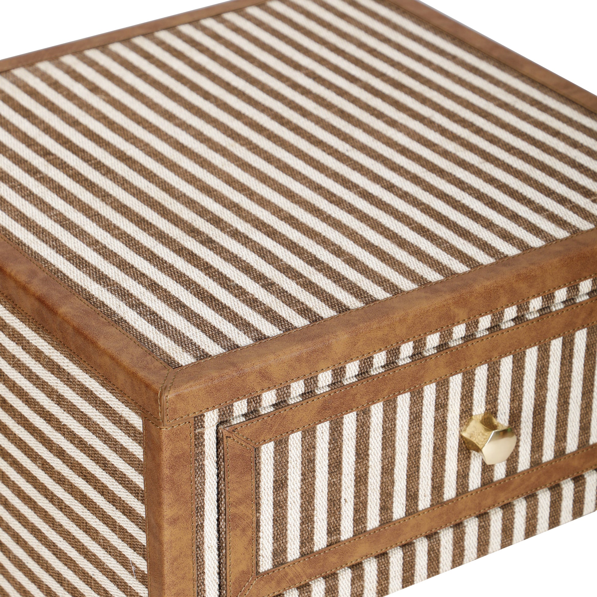 Kora 18" Cotton Jute 1-Drawer Contract-Grade Nightstand - Brown - Image 4