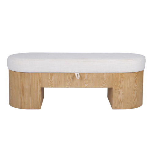 Poppi 49" Cream Performance Fabric Storage Bench