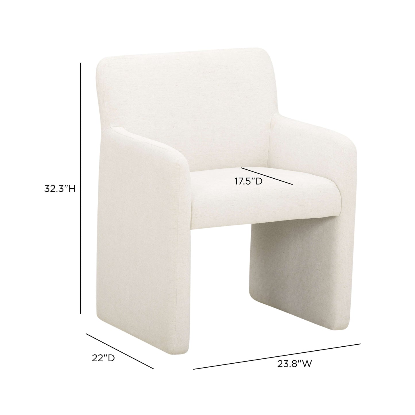 Crawley Performance Linen Chenille Dining Chair - Cotton White - Image 7