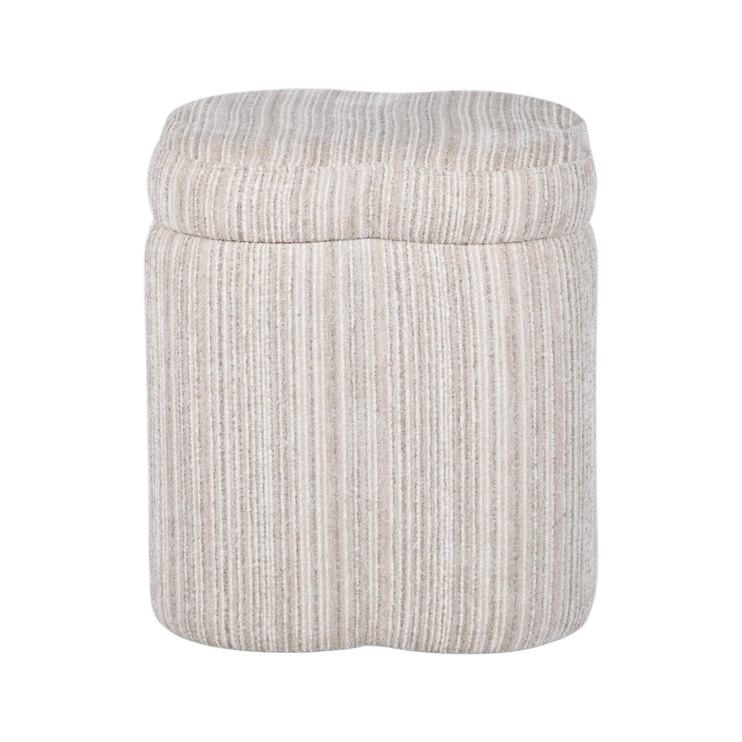 Lilou Cream Striped Jacquard Storage Accent Stool - Image 3