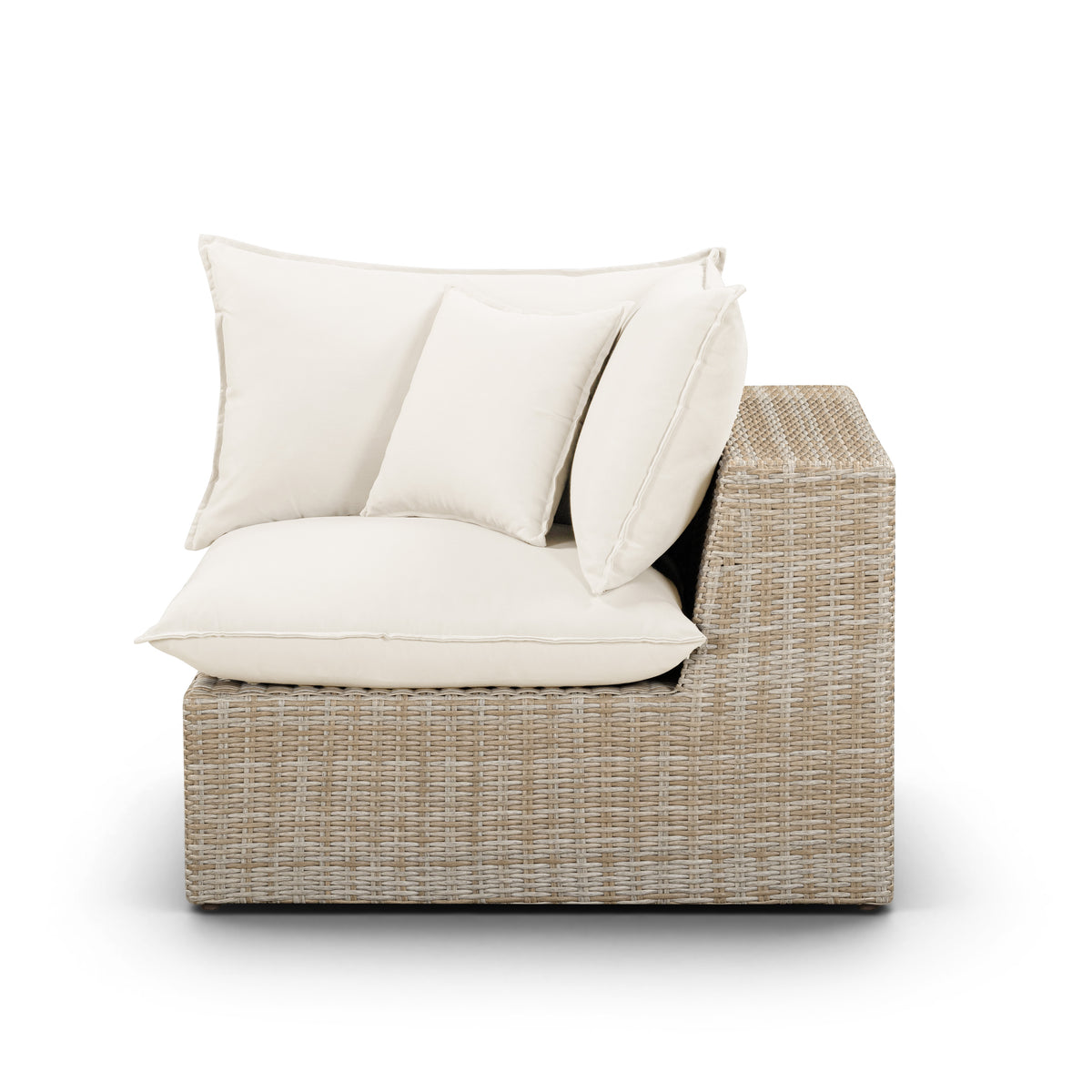 Cali Performance Fabric & Wicker Outdoor Corner Chair - Cream / Natural - Image 3