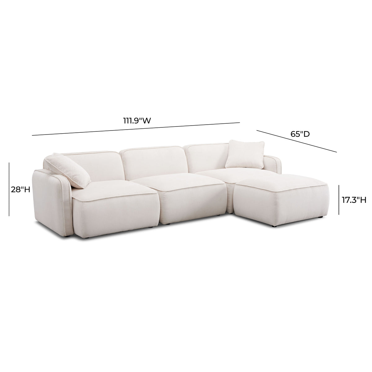Travie 4-Piece Modular Sectional - White Sand - Image 10