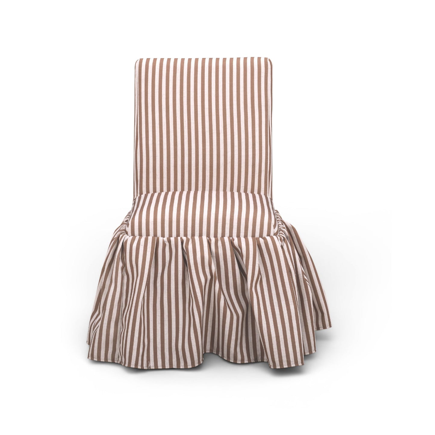 Gertrude Striped Performance Linen Skirted Dining Chair - Brown - Image 3
