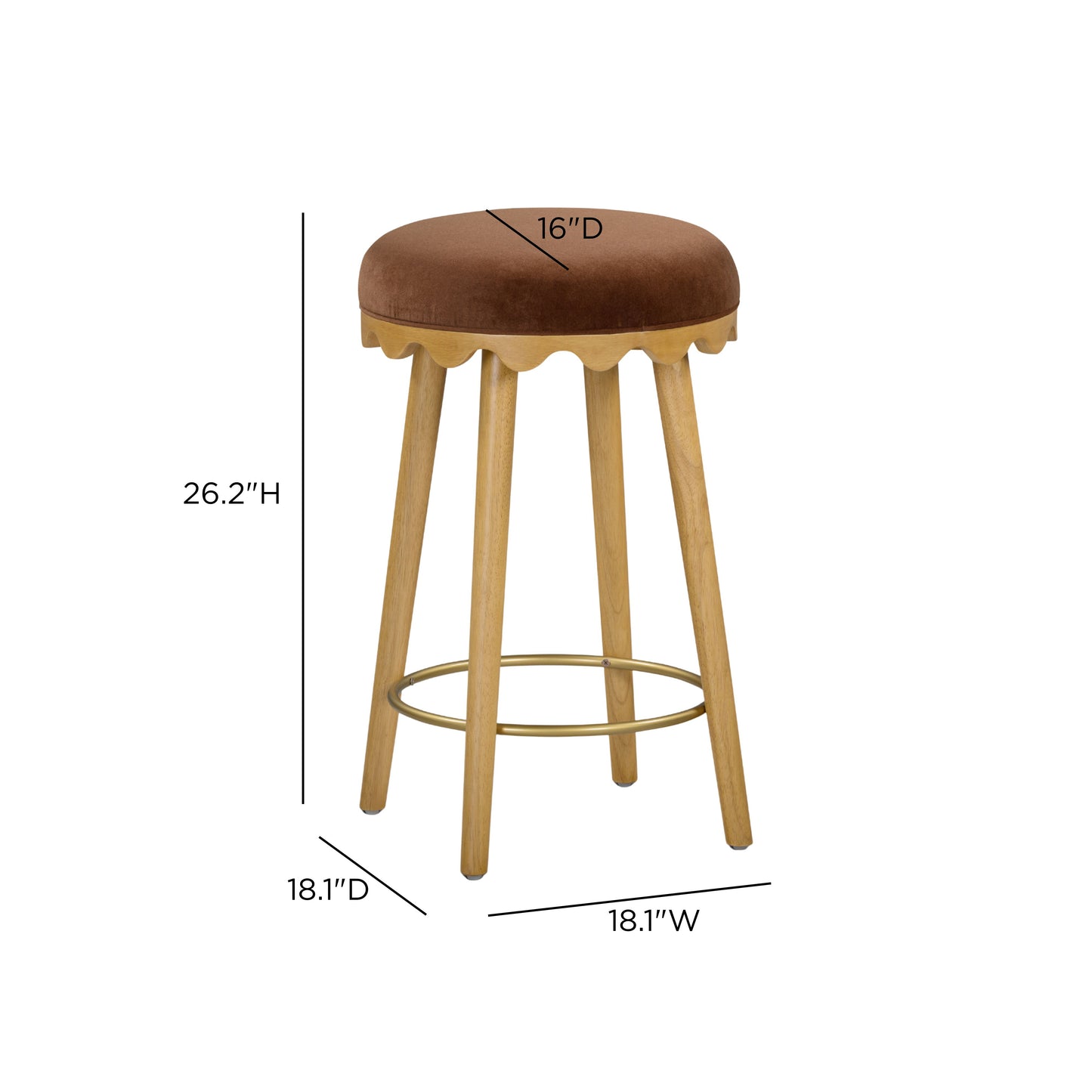 Oodle Bronze Performance Vegan Mohair Natural Counter Stool - Image 6