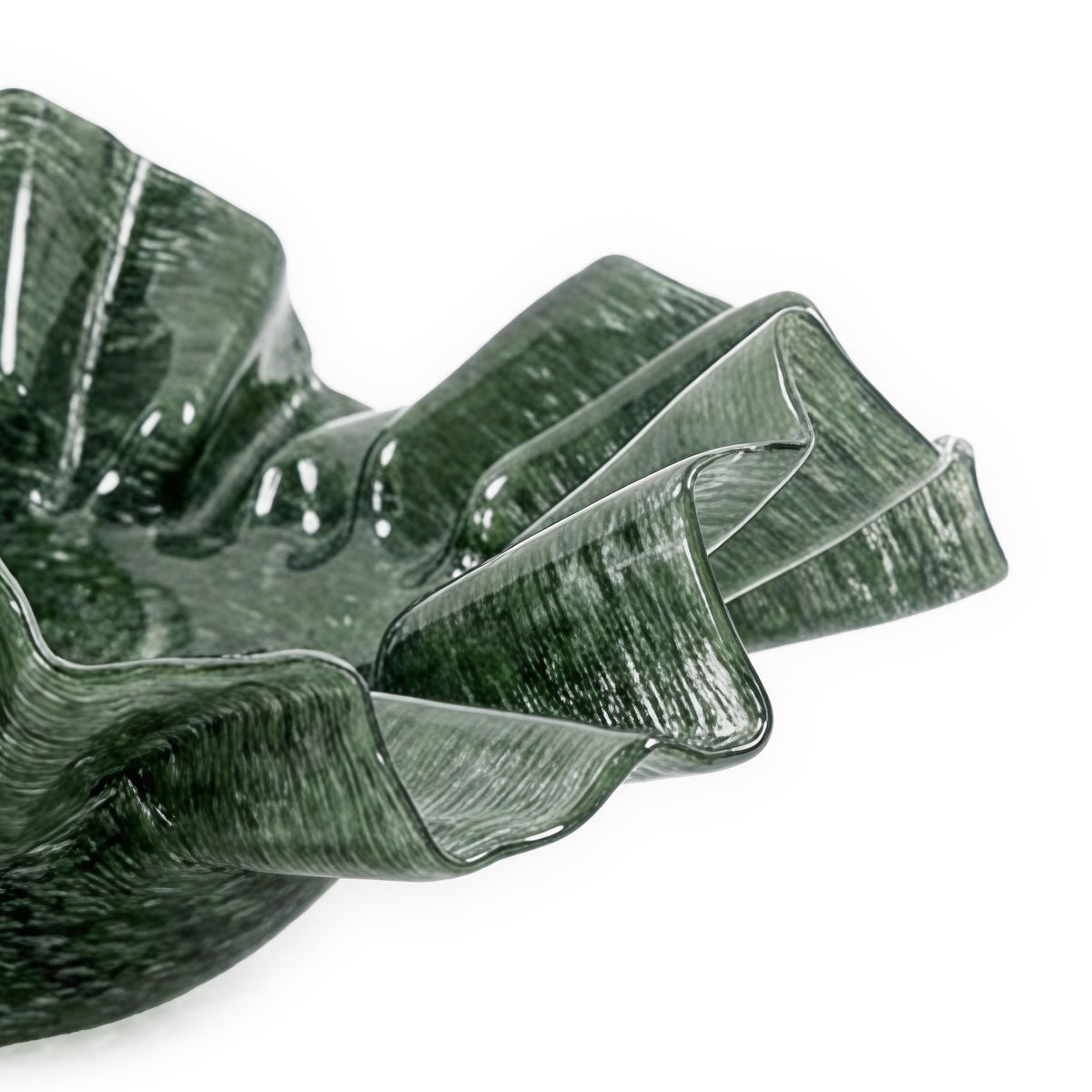 Col Green Glass Bowl (9"-11") - 11" - Image 2