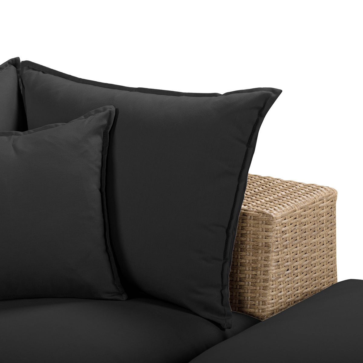 Cali 4-Piece Performance Fabric & Wicker Outdoor Sectional - Black / Brown - Image 6