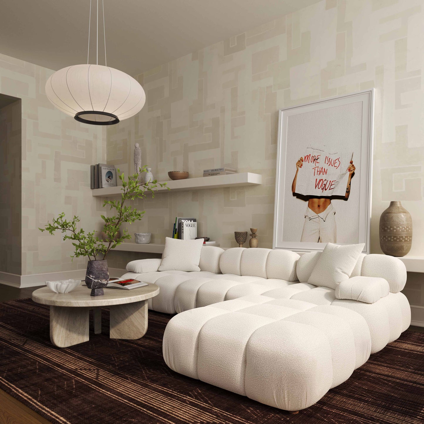 Calliope Performance Modular Ottoman - Cream - Image 2