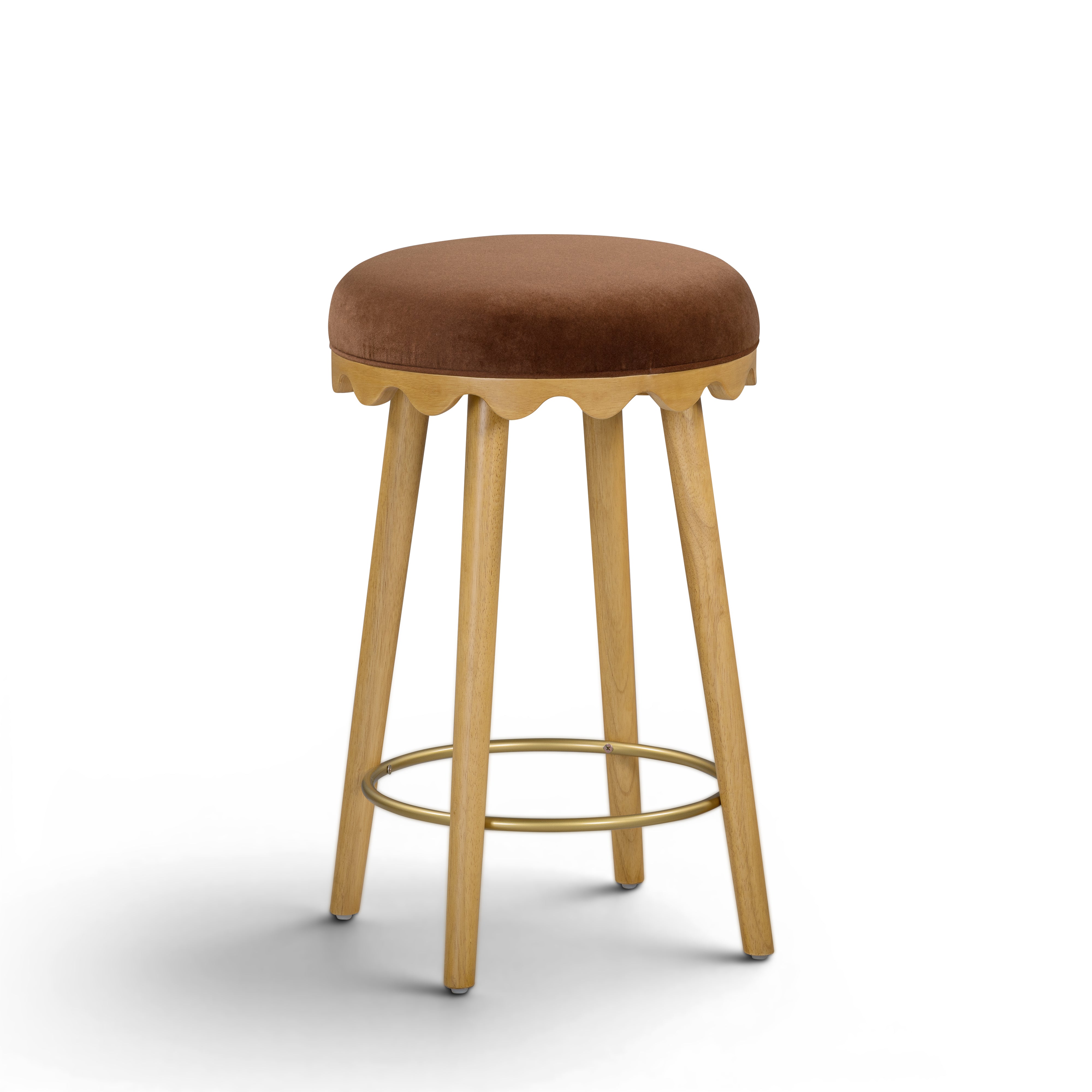 Oodle Bronze Performance Vegan Mohair Natural Counter Stool | TOV