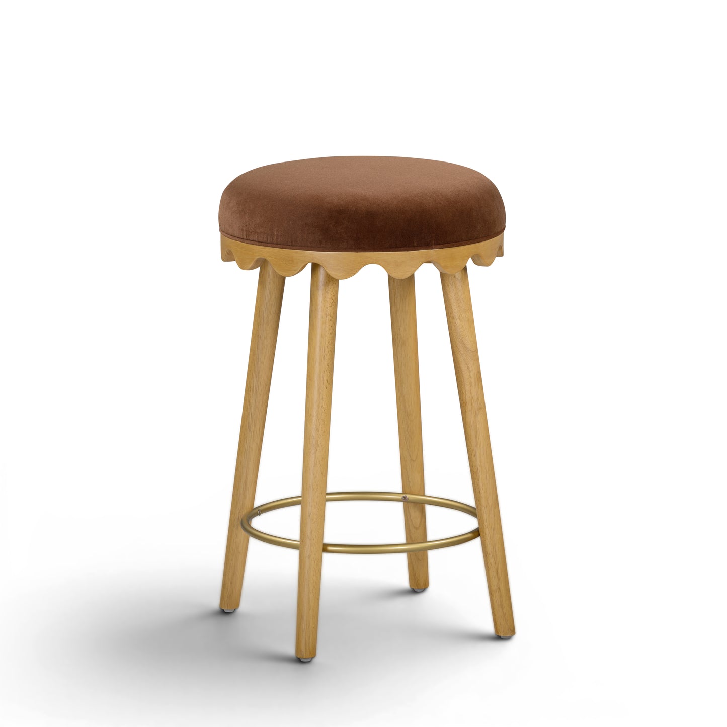 Oodle Bronze Performance Vegan Mohair Natural Counter Stool - Image 2