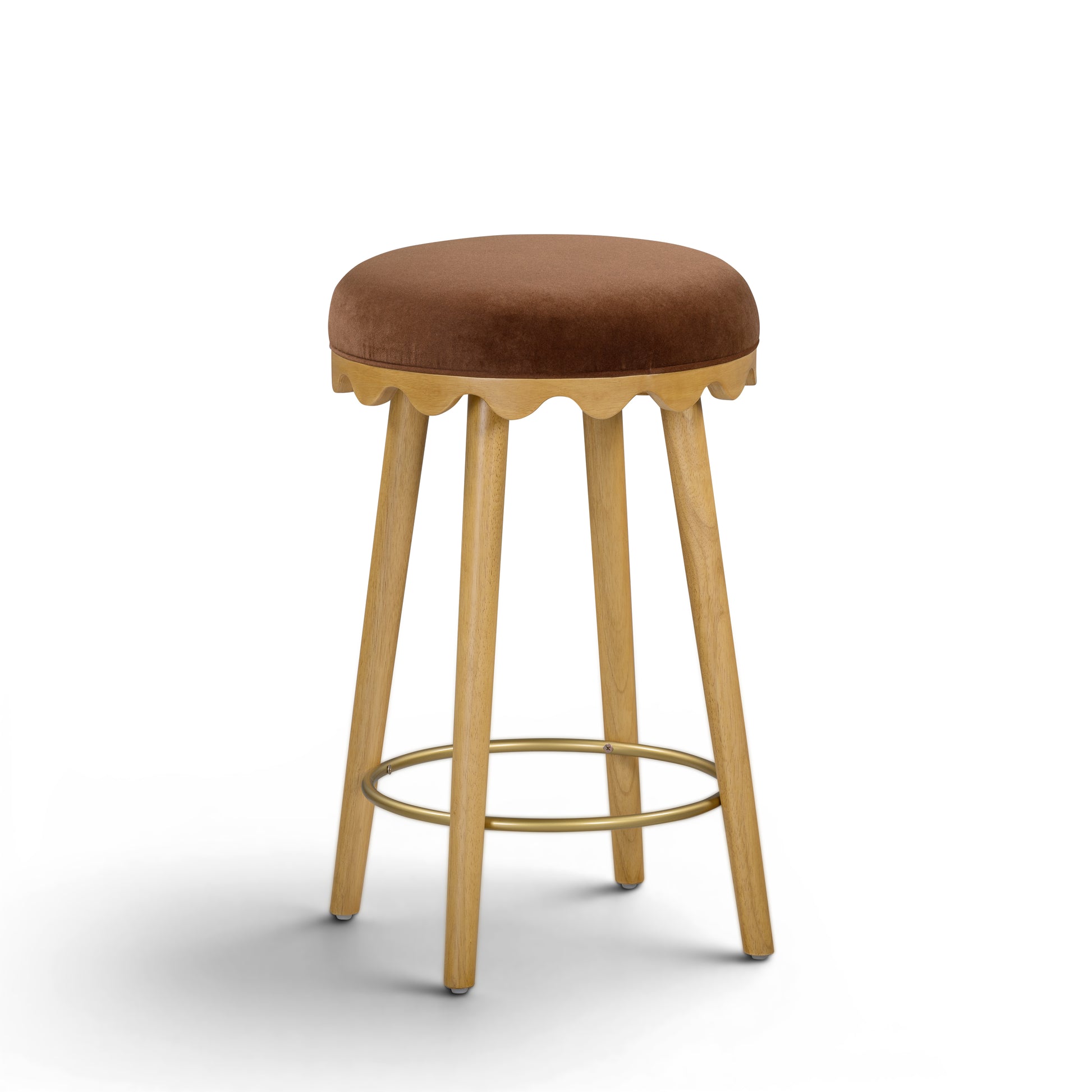 Oodle Bronze Performance Vegan Mohair Natural Counter Stool - Image 2