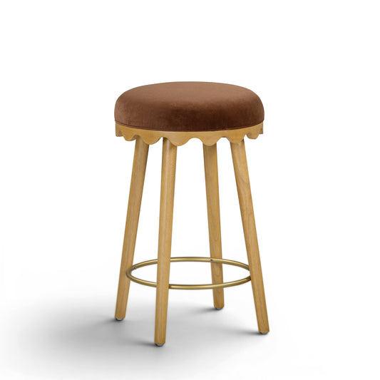 Oodle Bronze Performance Vegan Mohair Natural Counter Stool - Image 2