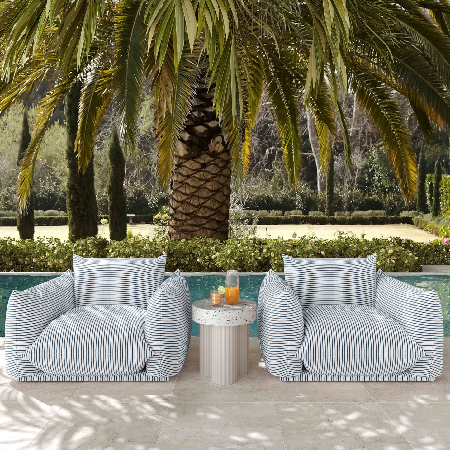 Saint Tropez Stuffed Indoor/Outdoor Armchair - Blue - Image 2
