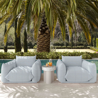Saint Tropez Stuffed Indoor/Outdoor Armchair - Blue - Image 1