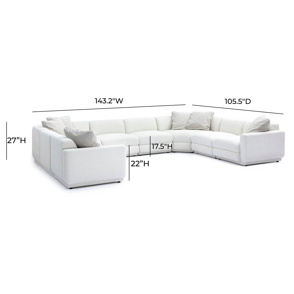 Perry 8-Piece Modular Large U-Sectional - Cream - Image 6