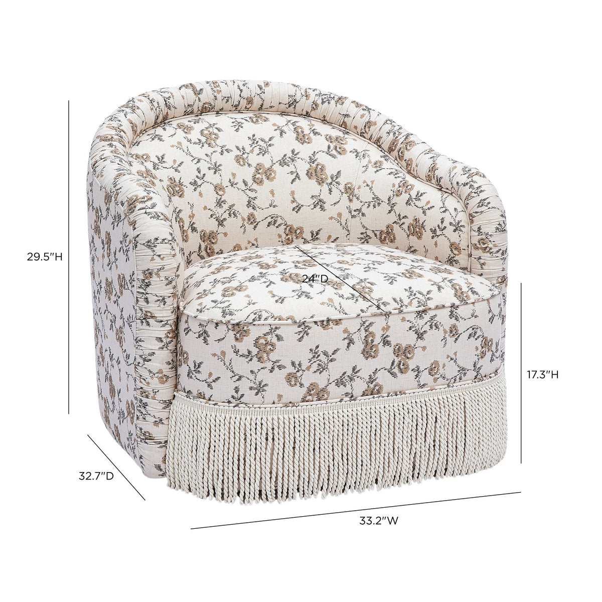 Pamela Tasseled Lounge Accent Chair - Natural Floral Print - Image 5