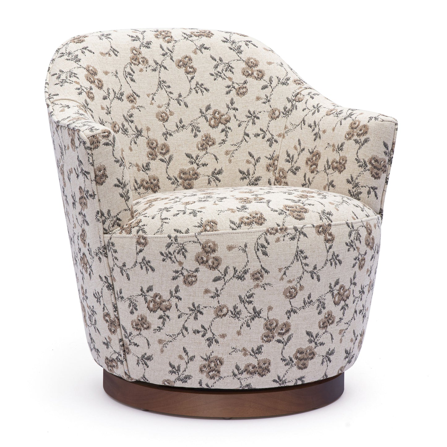 Skyla Swivel Accent Chair - Beige Floral - Image 1