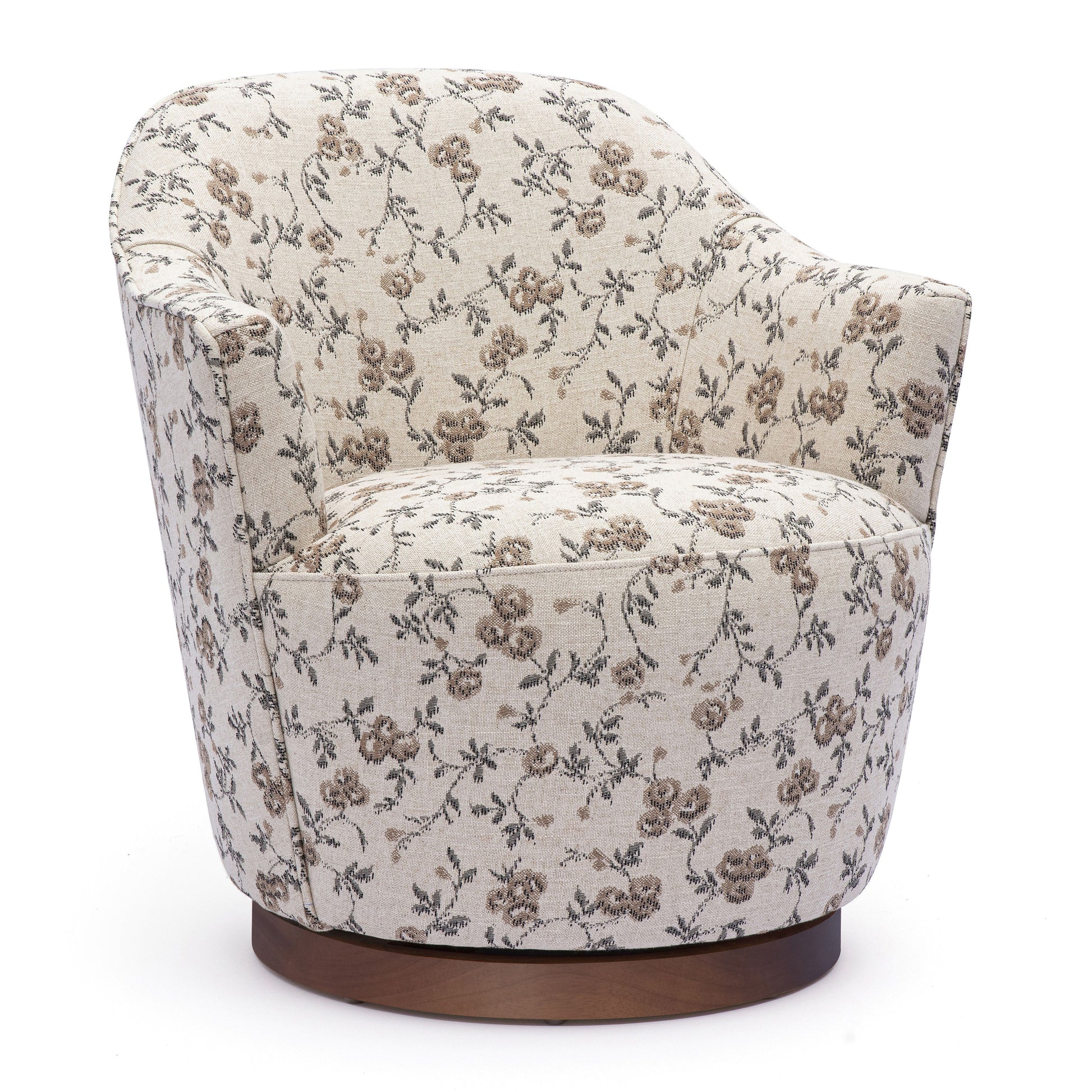 Skyla Swivel Accent Chair - Beige Floral - Image 1