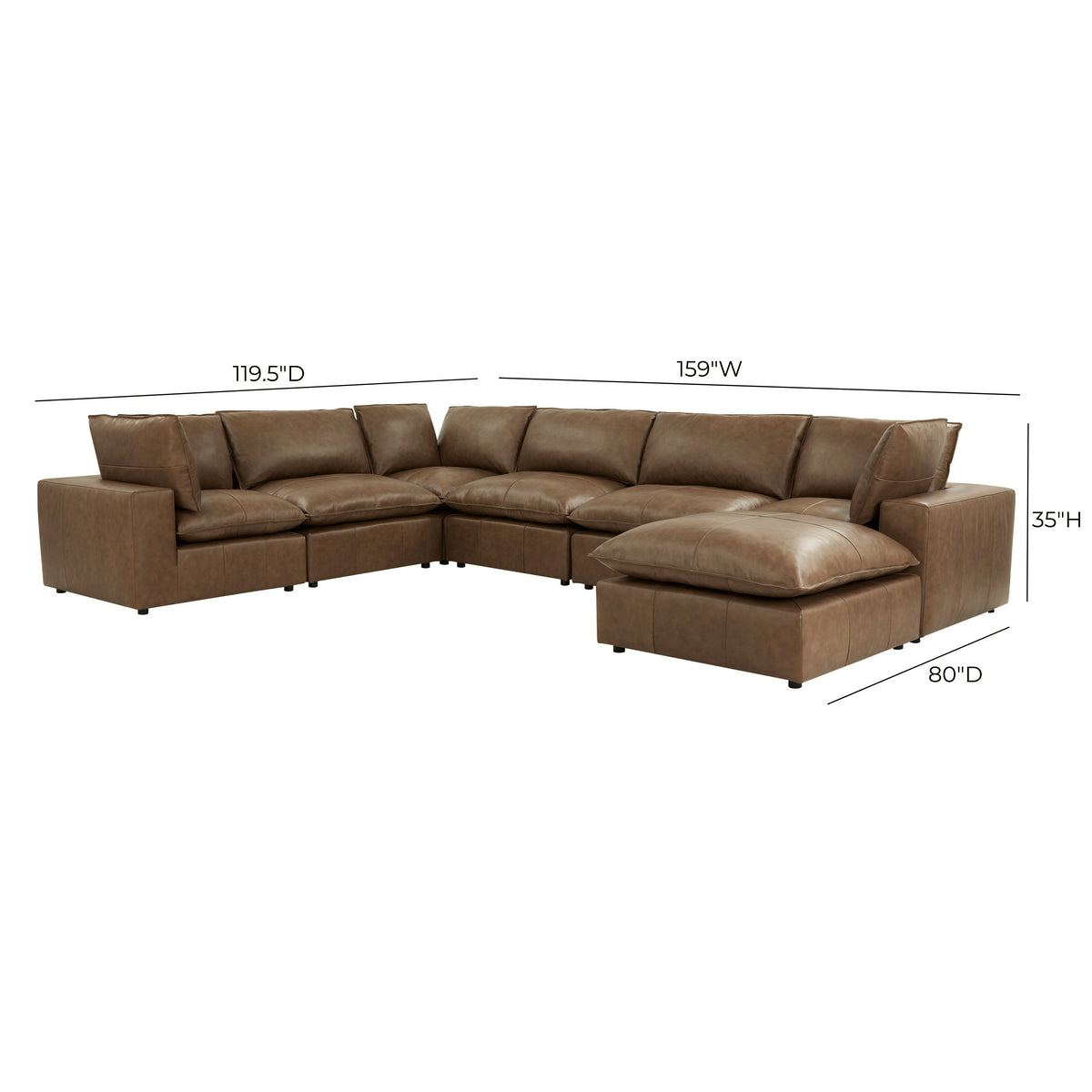 Cali 7-Piece Modular Large Chaise Sectional - Brown - Image 6