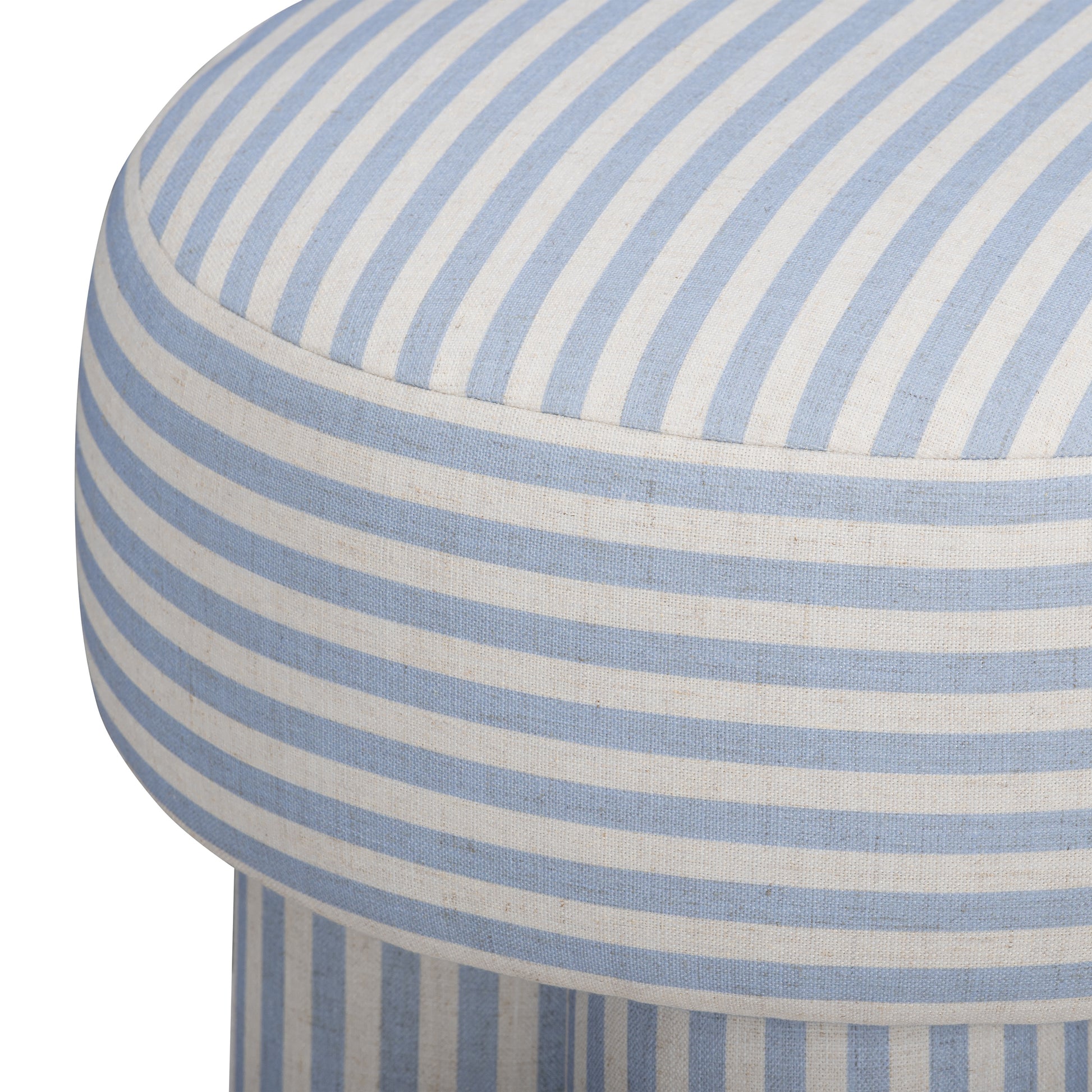 Masha Linen Accent Stool - Blue Stripes - Image 5
