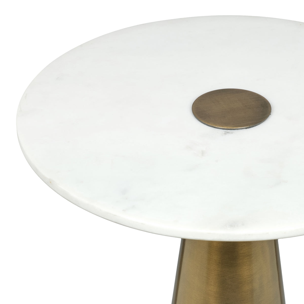 Clement Antique Brass Side Table with White Marble - 16