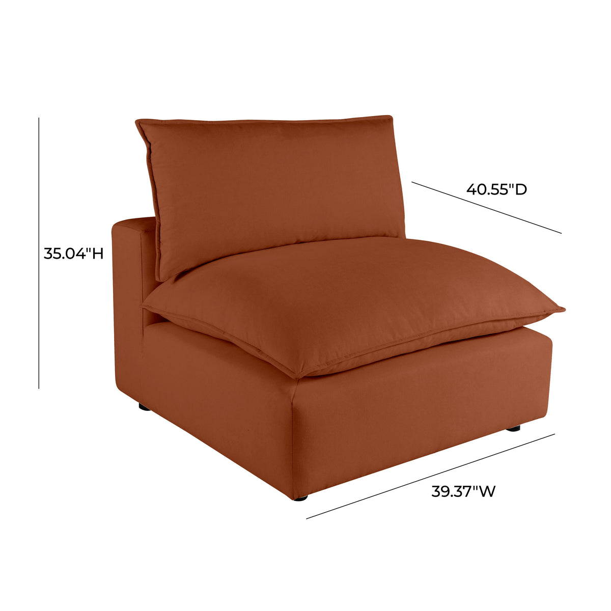 Cali Modular Armless Chair - Rust - Image 7