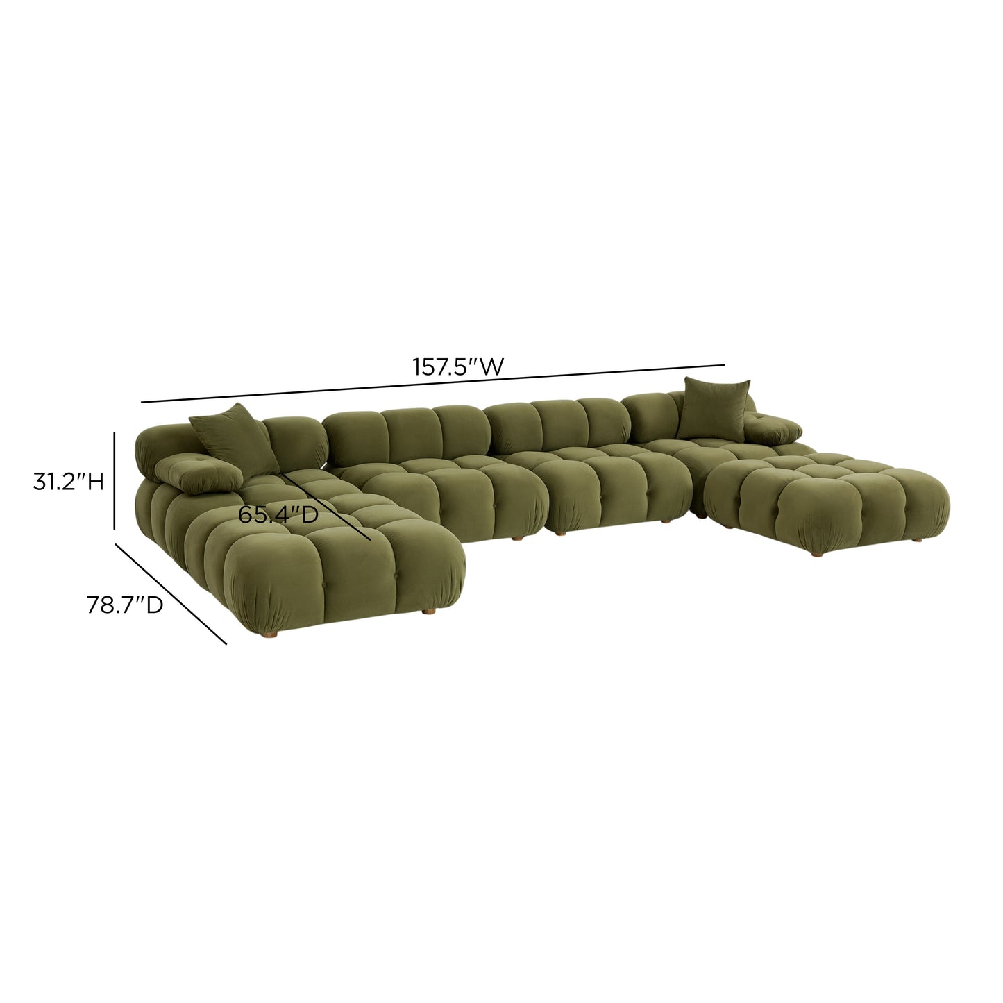 Calliope 6-piece Performance Modular U-Sectional - Olive Green - Image 6