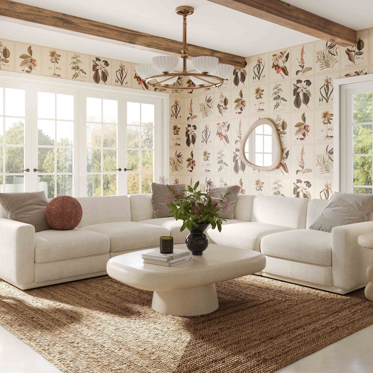 Perry 5-Piece Modular L-Sectional - Cream - Image 2