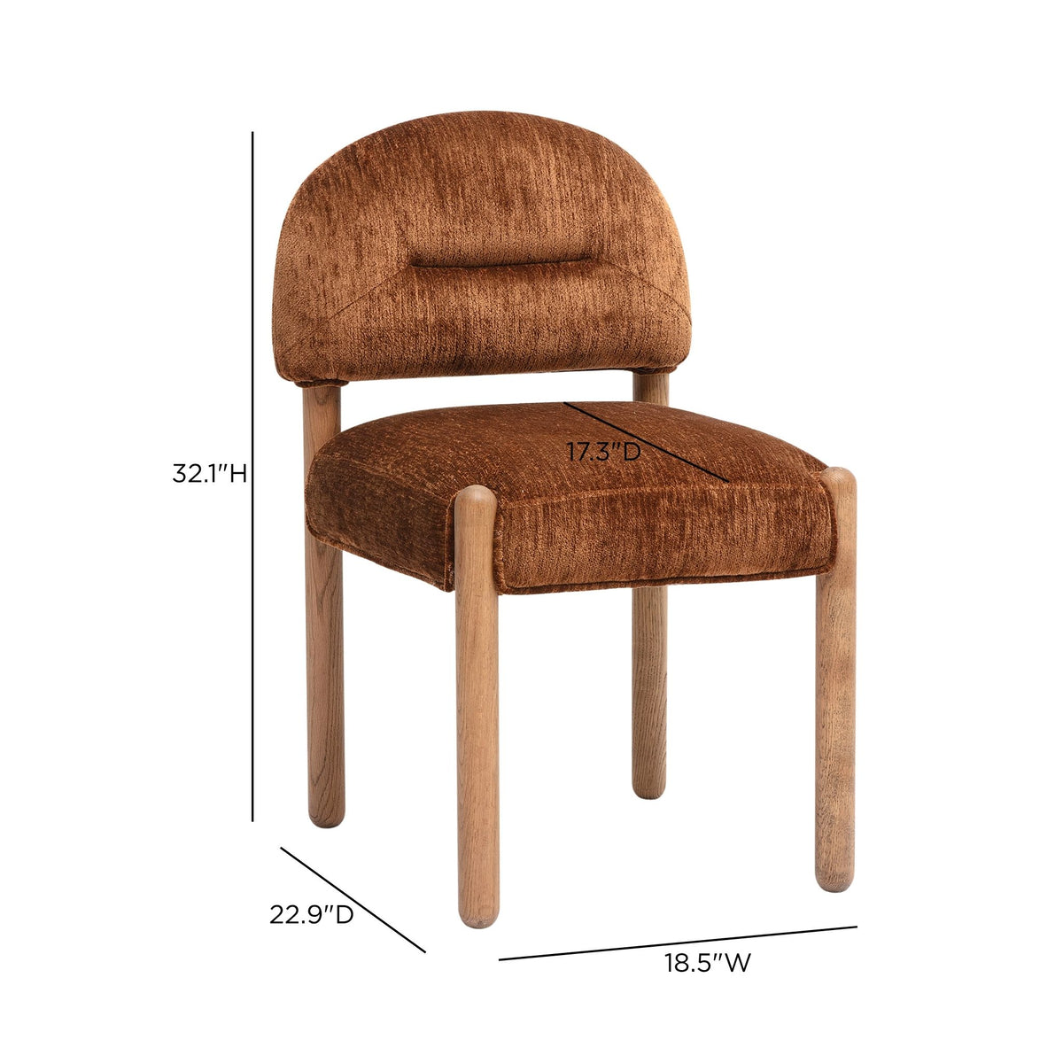Bruno Thick Performance Chenille Arched Back Dining Chair - Bronze - Image 7