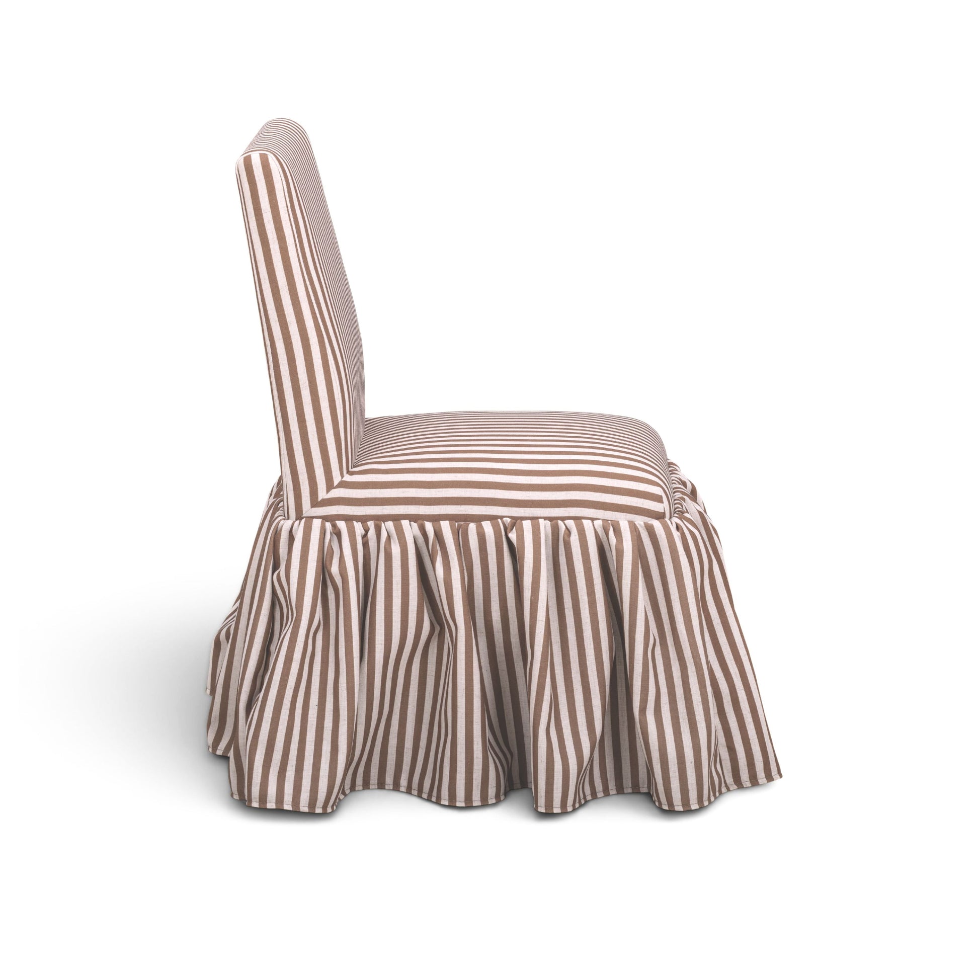 Gertrude Striped Performance Linen Skirted Dining Chair - Brown - Image 4