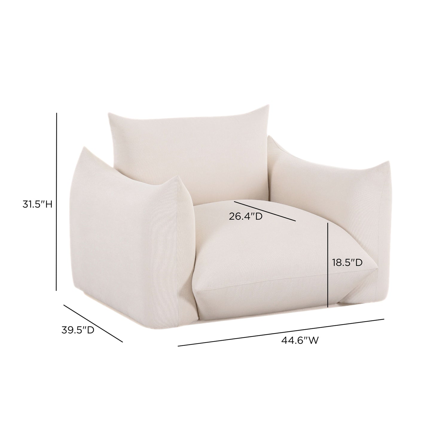 Saint Tropez Stuffed Indoor/Outdoor Armchair - Cream - Image 6