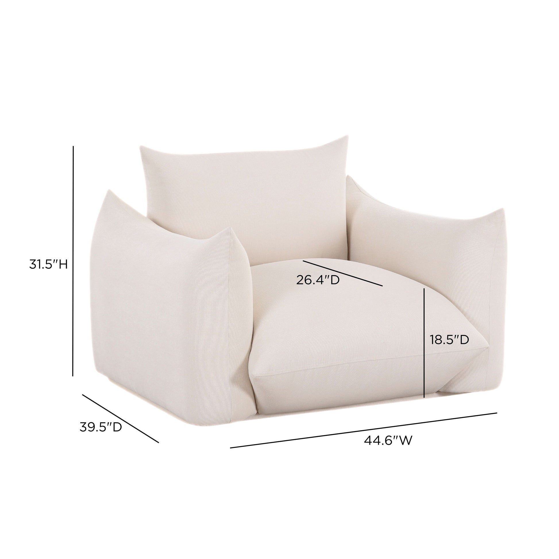 Saint Tropez Stuffed Indoor/Outdoor Armchair - Cream - Image 6