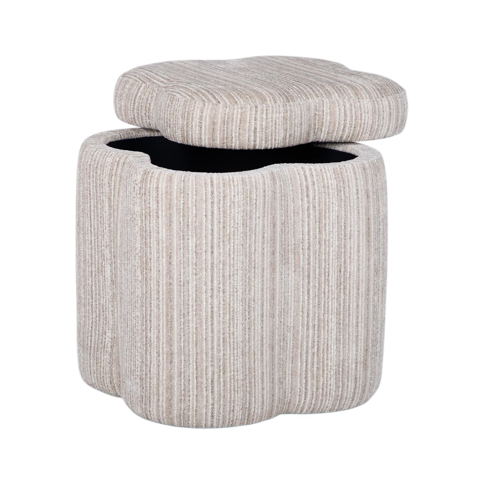 Lilou Cream Striped Jacquard Storage Accent Stool - Image 2