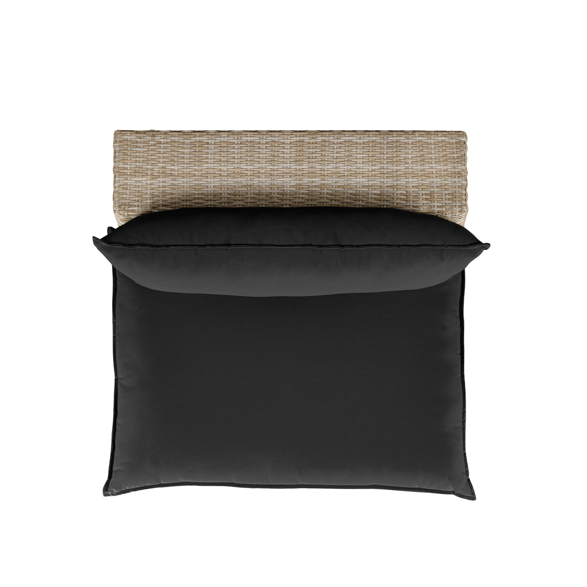 Cali Performance Fabric & Wicker Outdoor Armless Chair - Black / Natural - Image 3