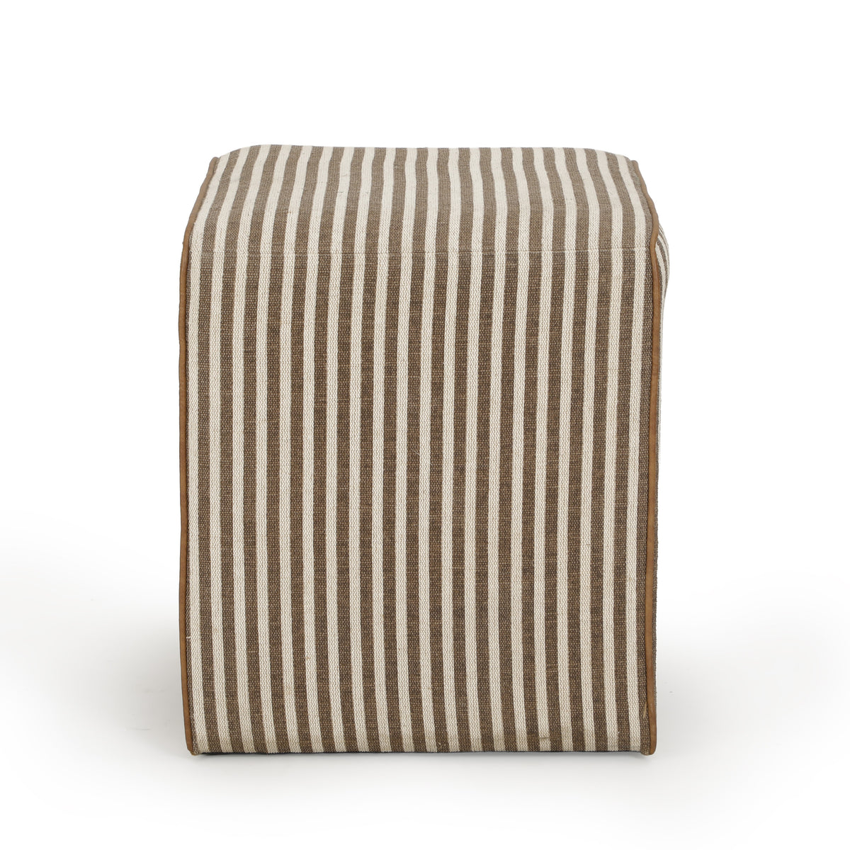 Byron Square Cotton Jute Ottoman - Brown - Image 5