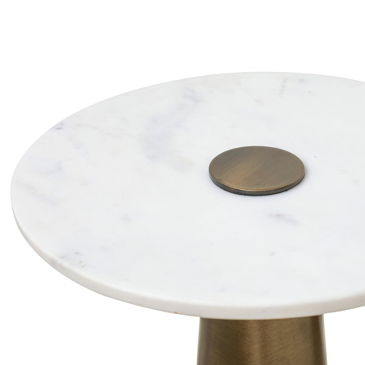 Clement Antique Brass Side Table with White Marble - 10