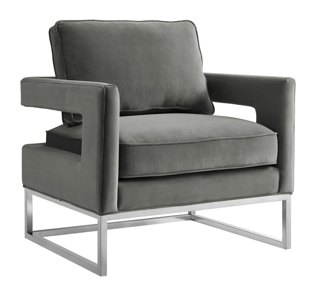 Avery Performance Velvet Accent Chair - Grey - Image 1