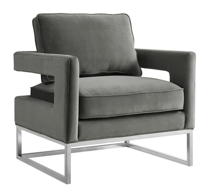 Avery Performance Velvet Accent Chair - Grey - Image 1