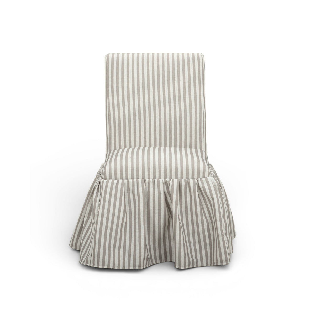 Gertrude Striped Performance Linen Skirted Dining Chair - Khaki - Image 3