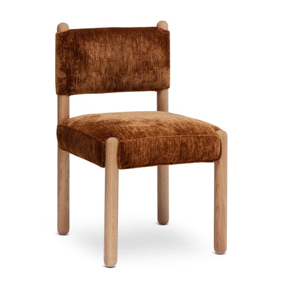 Bruno Thick Performance Chenille Straight Back Dining Chair - Bronze - Image 1