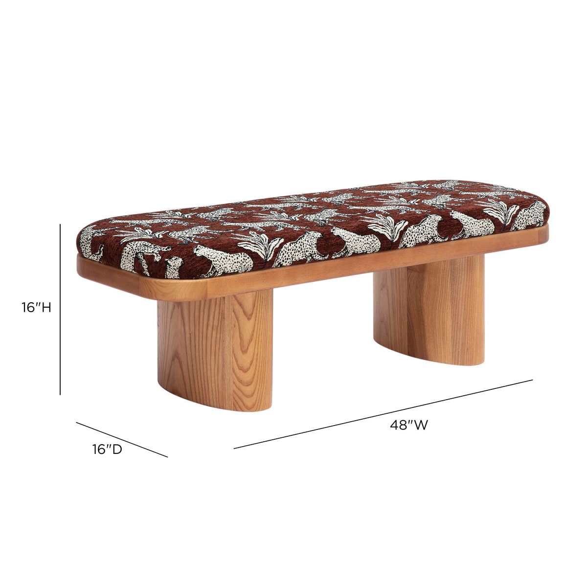 Ollie Upholstered Bench (48"-57") - Brown / 48" - Image 7