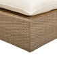Cali Performance Fabric & Wicker Outdoor Ottoman - Cream / Brown - Image 3