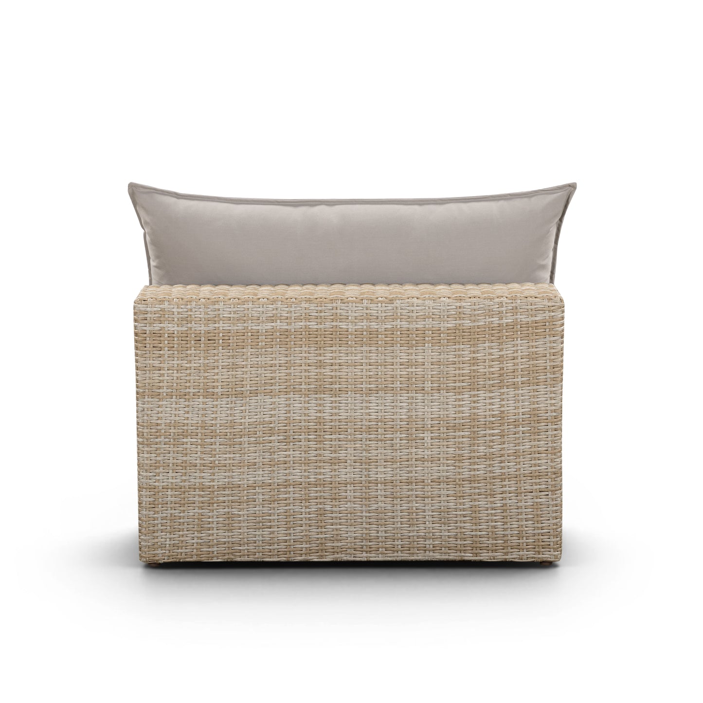 Cali Performance Fabric & Wicker Outdoor Armless Chair - Grey / Natural - Image 3