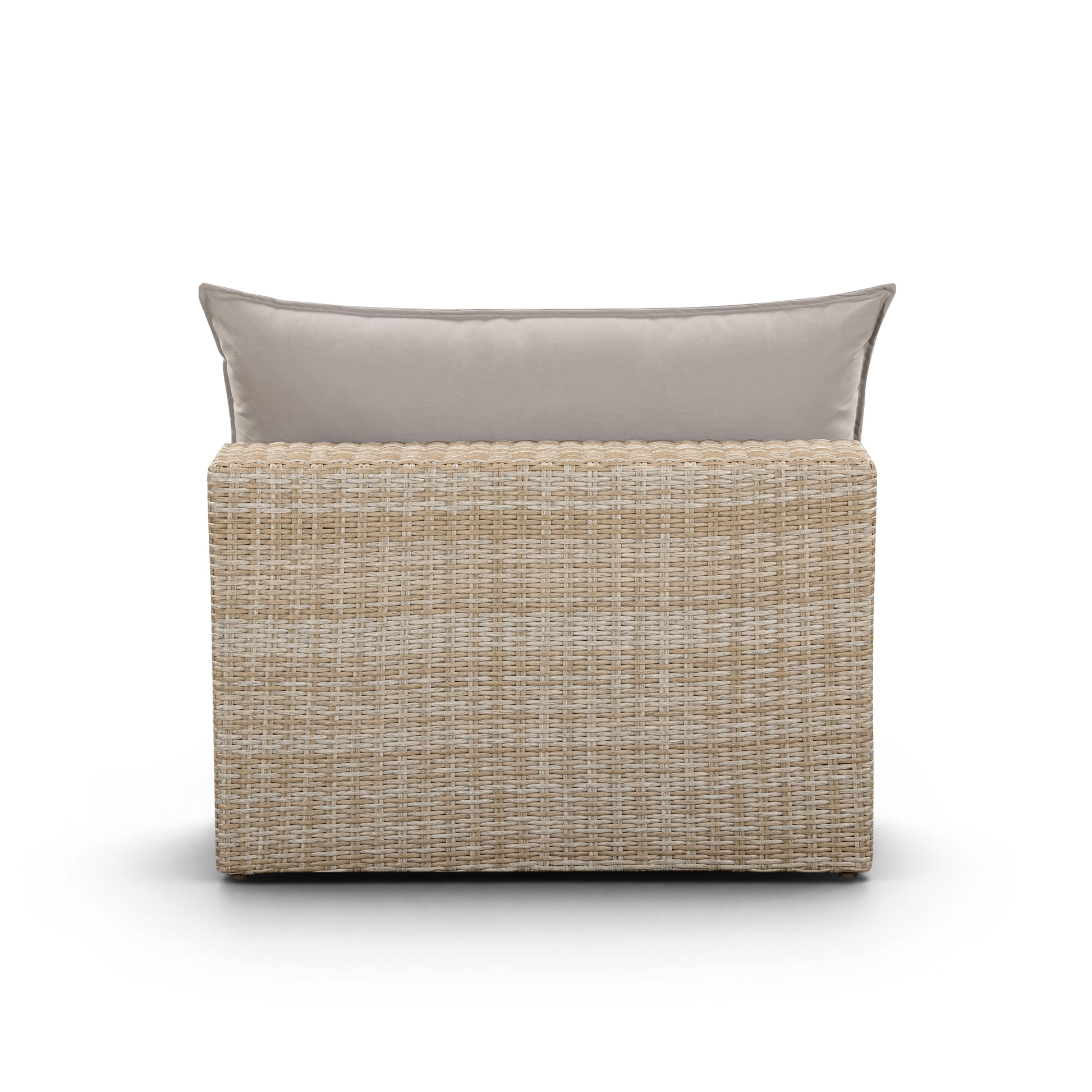 Cali Performance Fabric & Wicker Outdoor Armless Chair - Grey / Natural - Image 3
