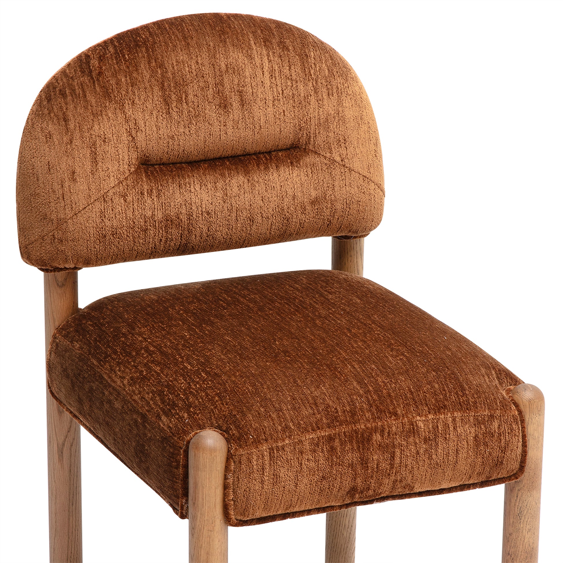 Bruno Thick Performance Chenille Arched Back Dining Chair - Bronze - Image 3