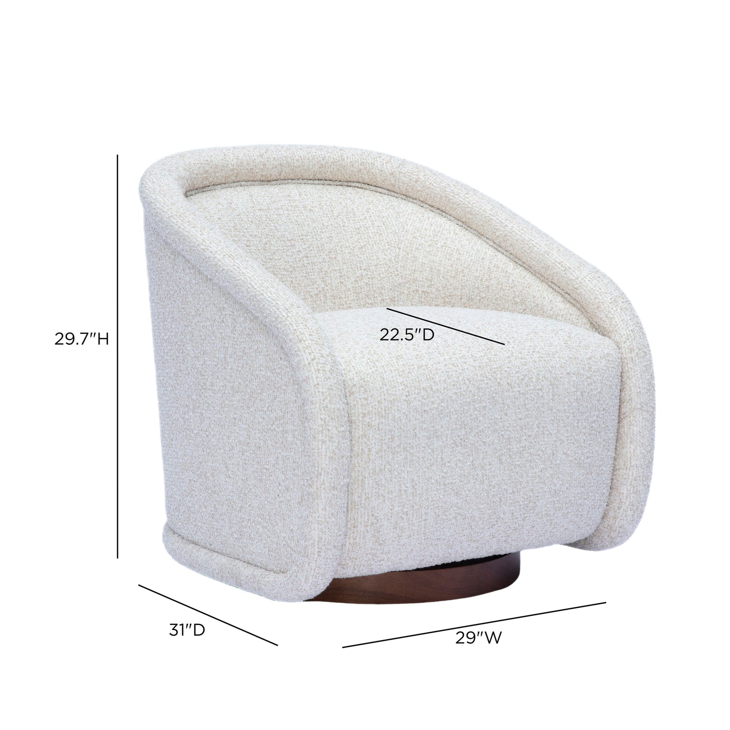 Clarke Cream Performance Boucle Swivel Accent Chair - Image 6