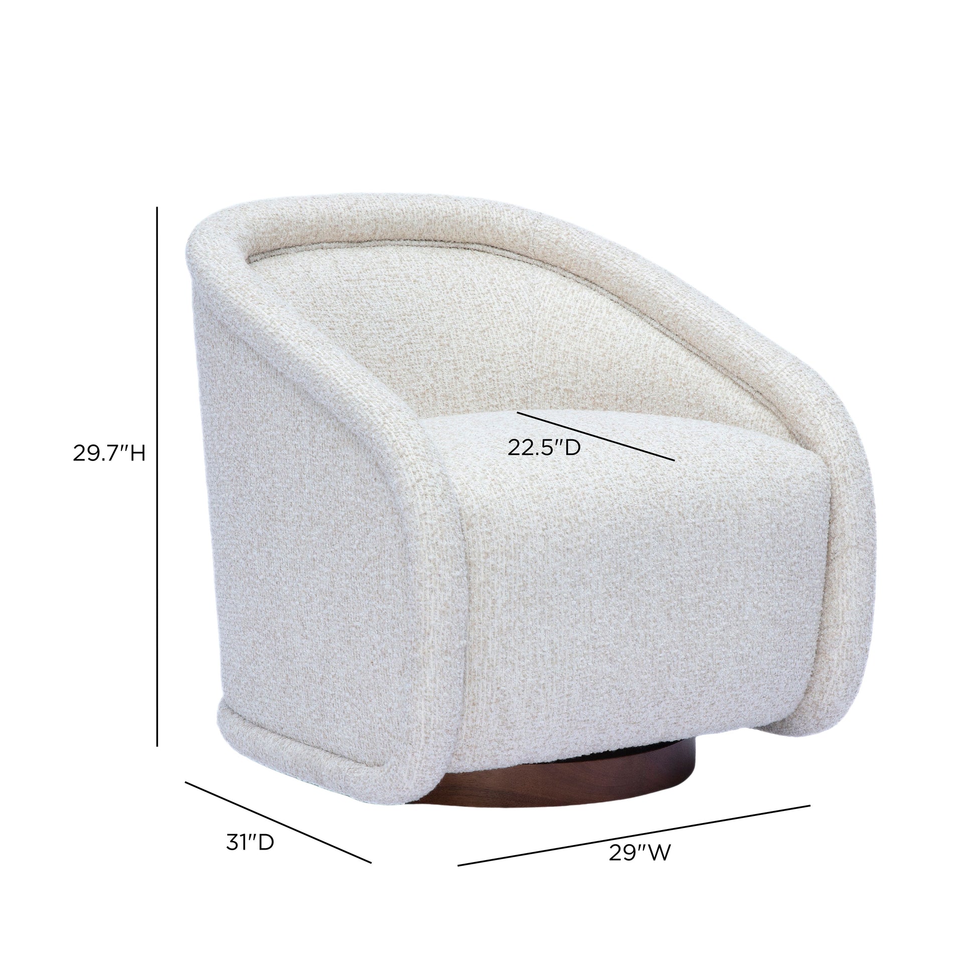 Clarke Cream Performance Boucle Swivel Accent Chair - Image 6