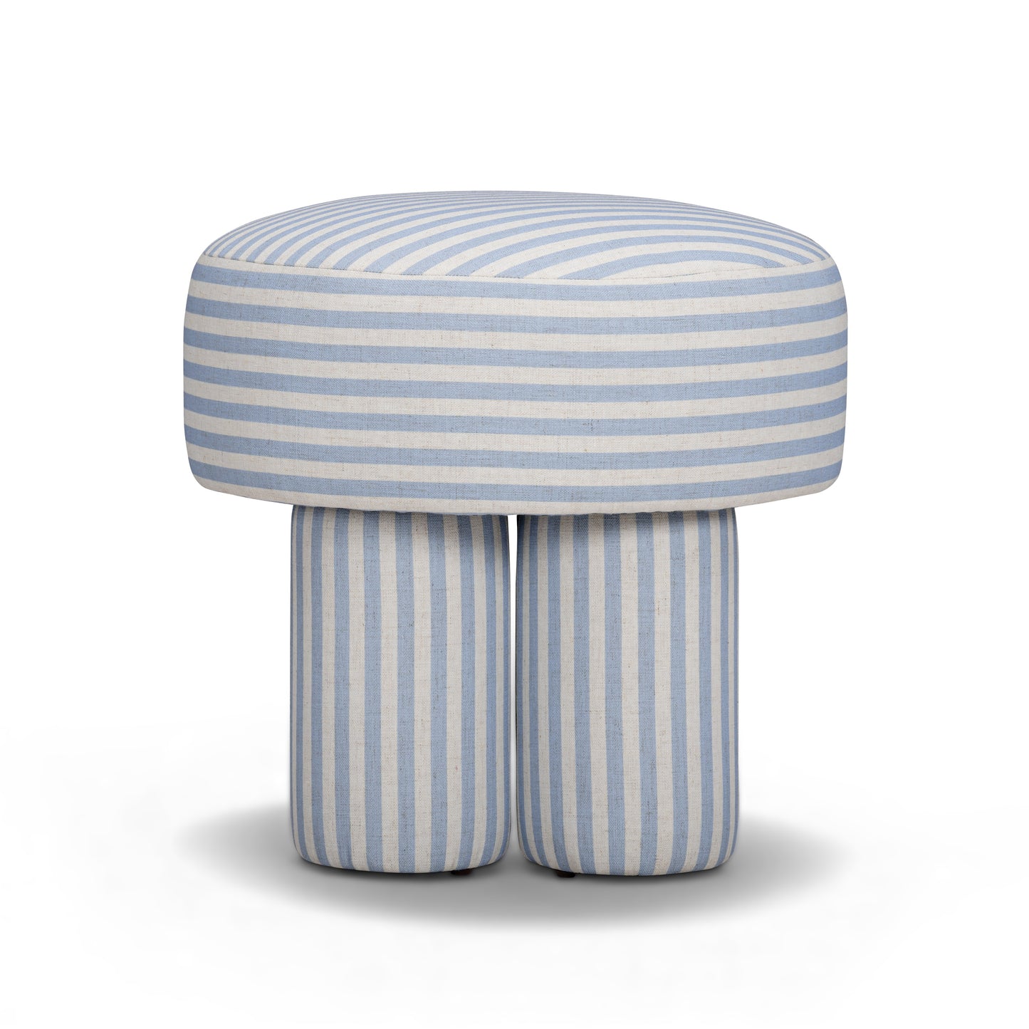 Masha Linen Accent Stool - Blue Stripes - Image 4