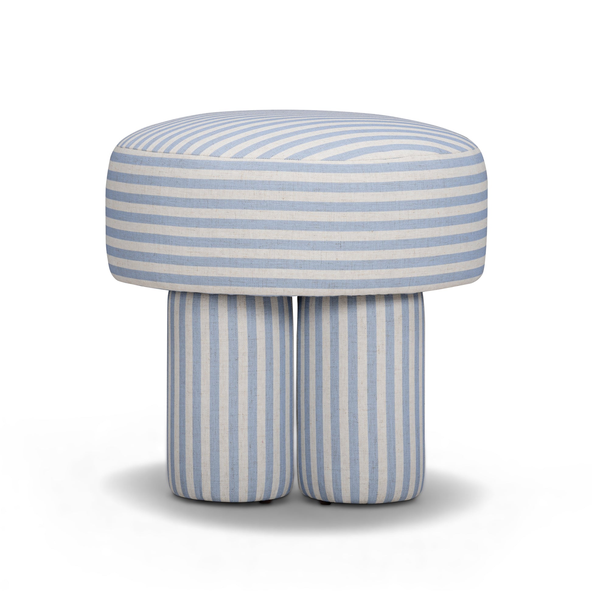 Masha Linen Accent Stool - Blue Stripes - Image 4